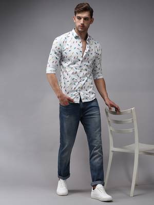 men's long sleeves conversational blue shirt 5