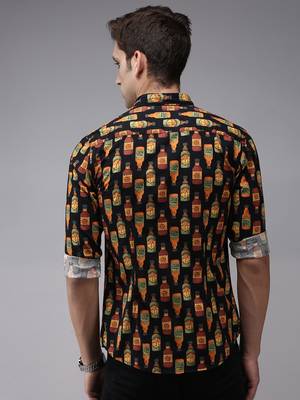 men's long sleeves conversational black shirt 4
