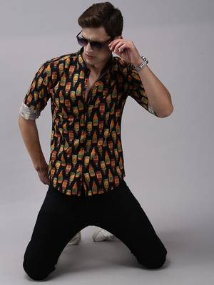 men's long sleeves conversational black shirt 5