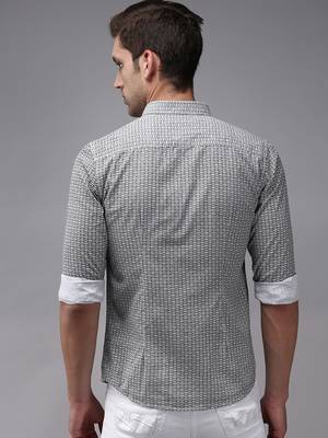 men's long sleeves geometric white shirt 4