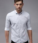men's long sleeves geometric white shirt