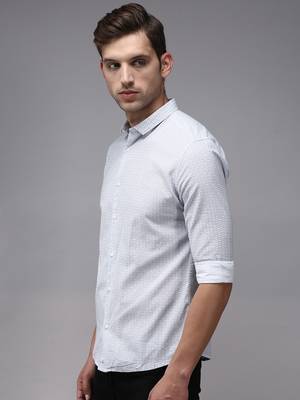 men's long sleeves geometric white shirt 2