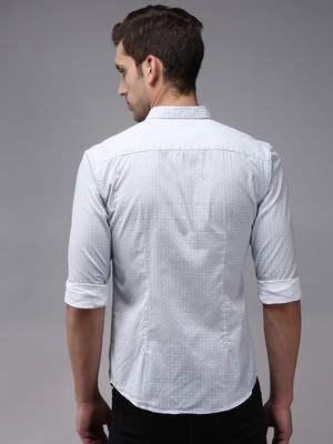 men's long sleeves geometric white shirt 3
