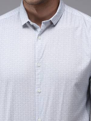 men's long sleeves geometric white shirt 5