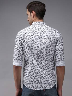 Showoff men's long sleeves floral white shirt 4