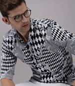 Showoff men's long sleeves abstract black shirt