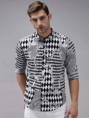 Showoff men's long sleeves abstract black shirt 2