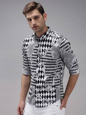 Showoff men's long sleeves abstract black shirt 3