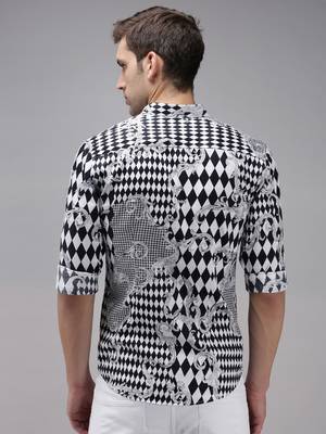 Showoff men's long sleeves abstract black shirt 4