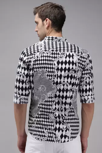 Showoff men's long sleeves abstract black shirt