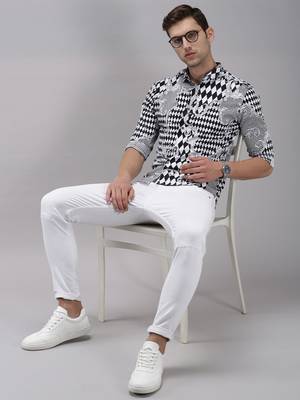 Showoff men's long sleeves abstract black shirt 5