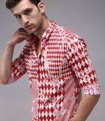 men's long sleeves abstract red shirt