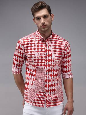men's long sleeves abstract red shirt 2