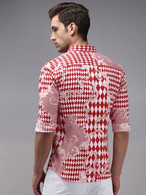 men's long sleeves abstract red shirt 4