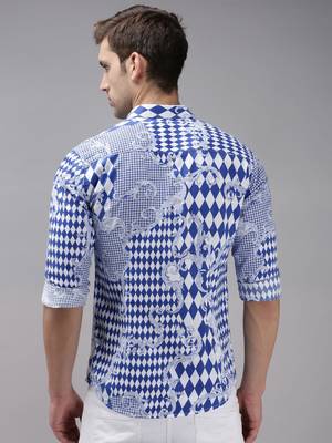 men's long sleeves abstract blue shirt 4
