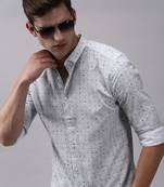 men's long sleeves geometric grey shirt