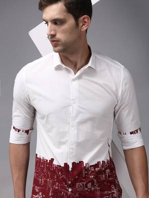 men's long sleeves solid white shirt 1