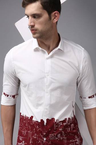 men's long sleeves solid white shirt
