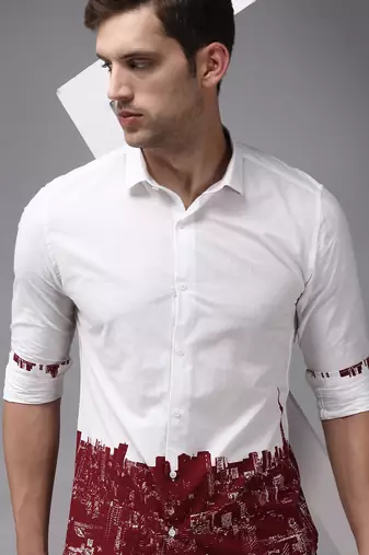men's long sleeves solid white shirt