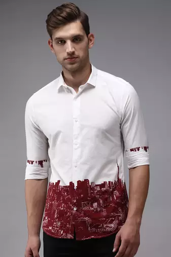 men's long sleeves solid white shirt