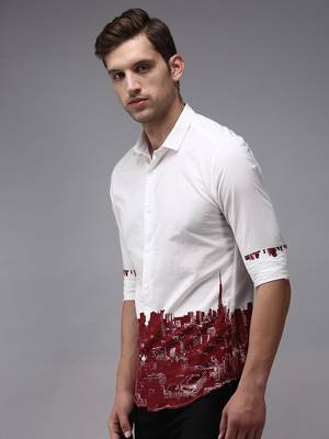 men's long sleeves solid white shirt 3