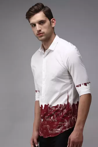 men's long sleeves solid white shirt