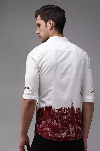men's long sleeves solid white shirt
