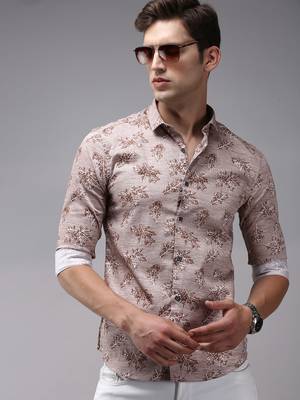 men's long sleeves conversational brown shirt 1