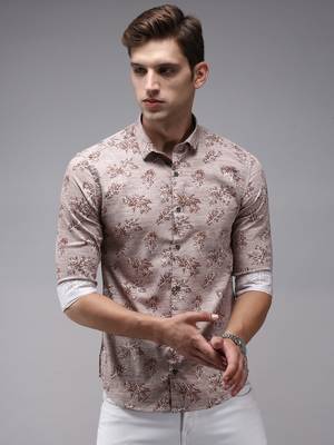 men's long sleeves conversational brown shirt 2