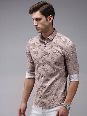 men's long sleeves conversational brown shirt 3