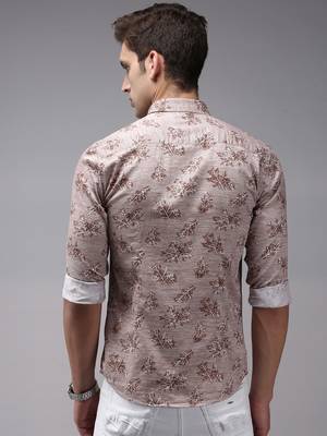 men's long sleeves conversational brown shirt 4