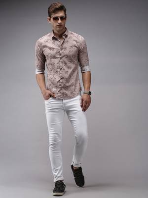 men's long sleeves conversational brown shirt 5