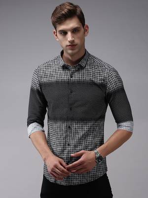 men's long sleeves abstract black shirt 2