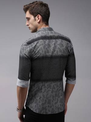 men's long sleeves abstract black shirt 4