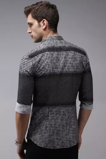 men's long sleeves abstract black shirt