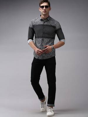 men's long sleeves abstract black shirt 5