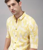 Showoff men's long sleeves conversational yellow shirt