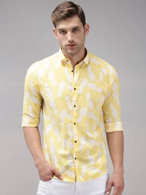 Showoff men's long sleeves conversational yellow shirt 2