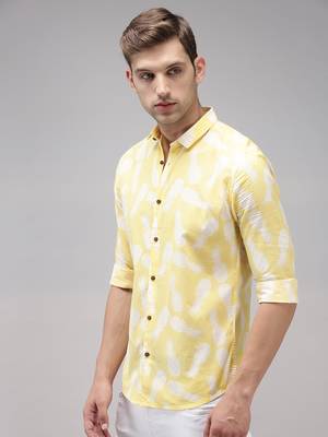 Showoff men's long sleeves conversational yellow shirt 3