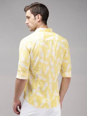 Showoff men's long sleeves conversational yellow shirt 4