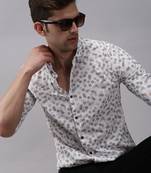 men's long sleeves geometric white shirt