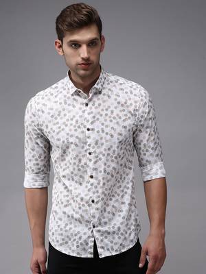 men's long sleeves geometric white shirt 2