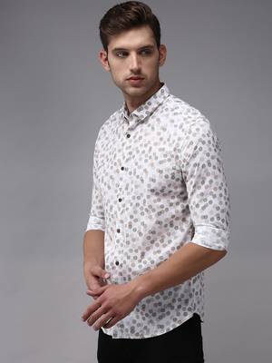 men's long sleeves geometric white shirt 3