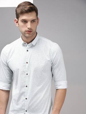 men's long sleeves abstract white shirt 1