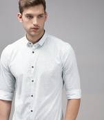 men's long sleeves abstract white shirt