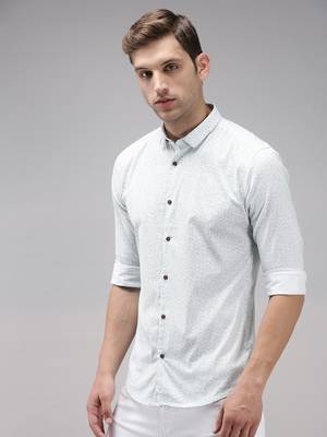 men's long sleeves abstract white shirt 3