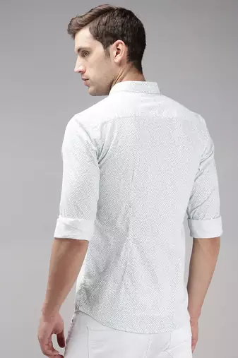 men's long sleeves abstract white shirt
