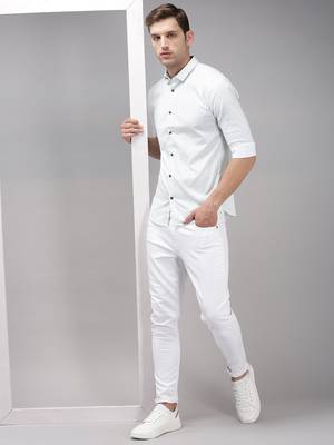 men's long sleeves abstract white shirt 5