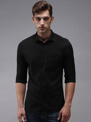 men's long sleeves solid black shirt 2