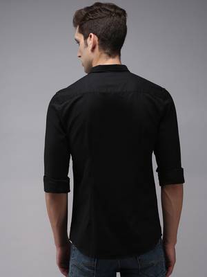 men's long sleeves solid black shirt 4